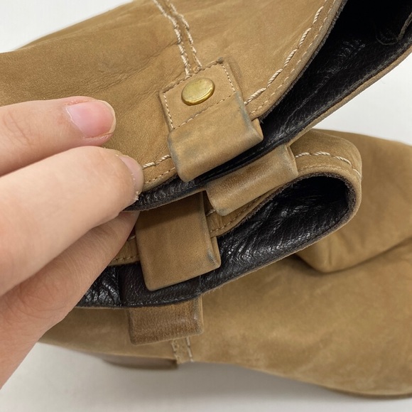 Stuart Weitzman Russell Bromley Nubuck Ankle Booties Heeled Boots Tan Womens 9 - Picture 4 of 16